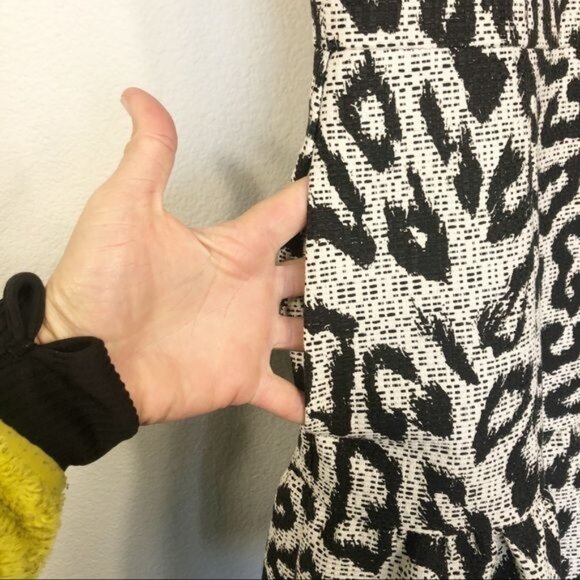 Sea Black Cream Animal Print Leopard Cheetah Woven Texture Dress Pockets Size 4 - Picture 5 of 9